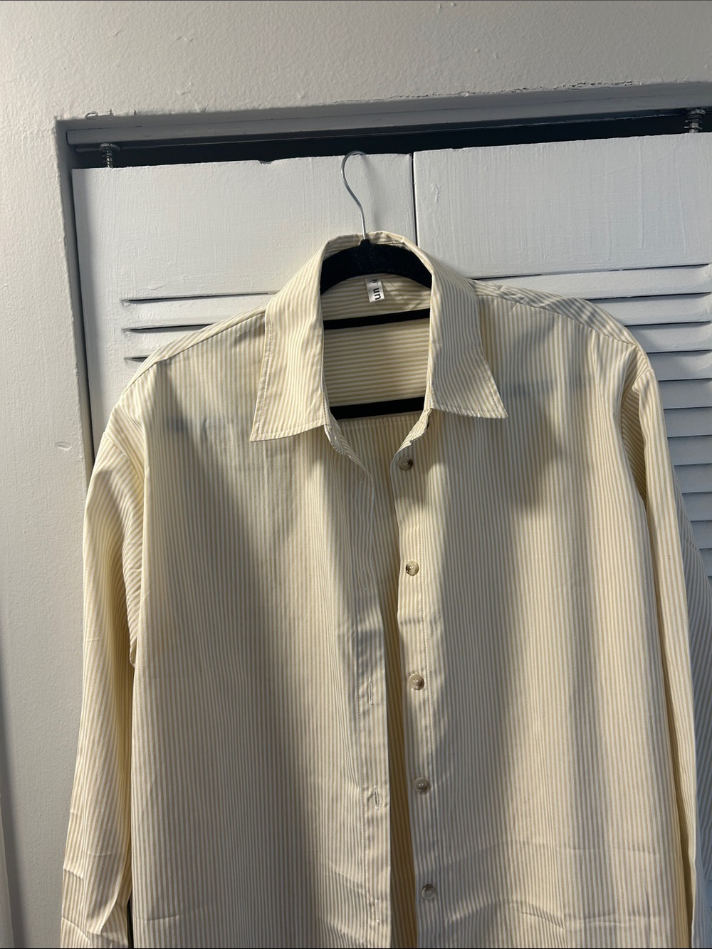 Cream Stripe Button-Down Dress Shirt